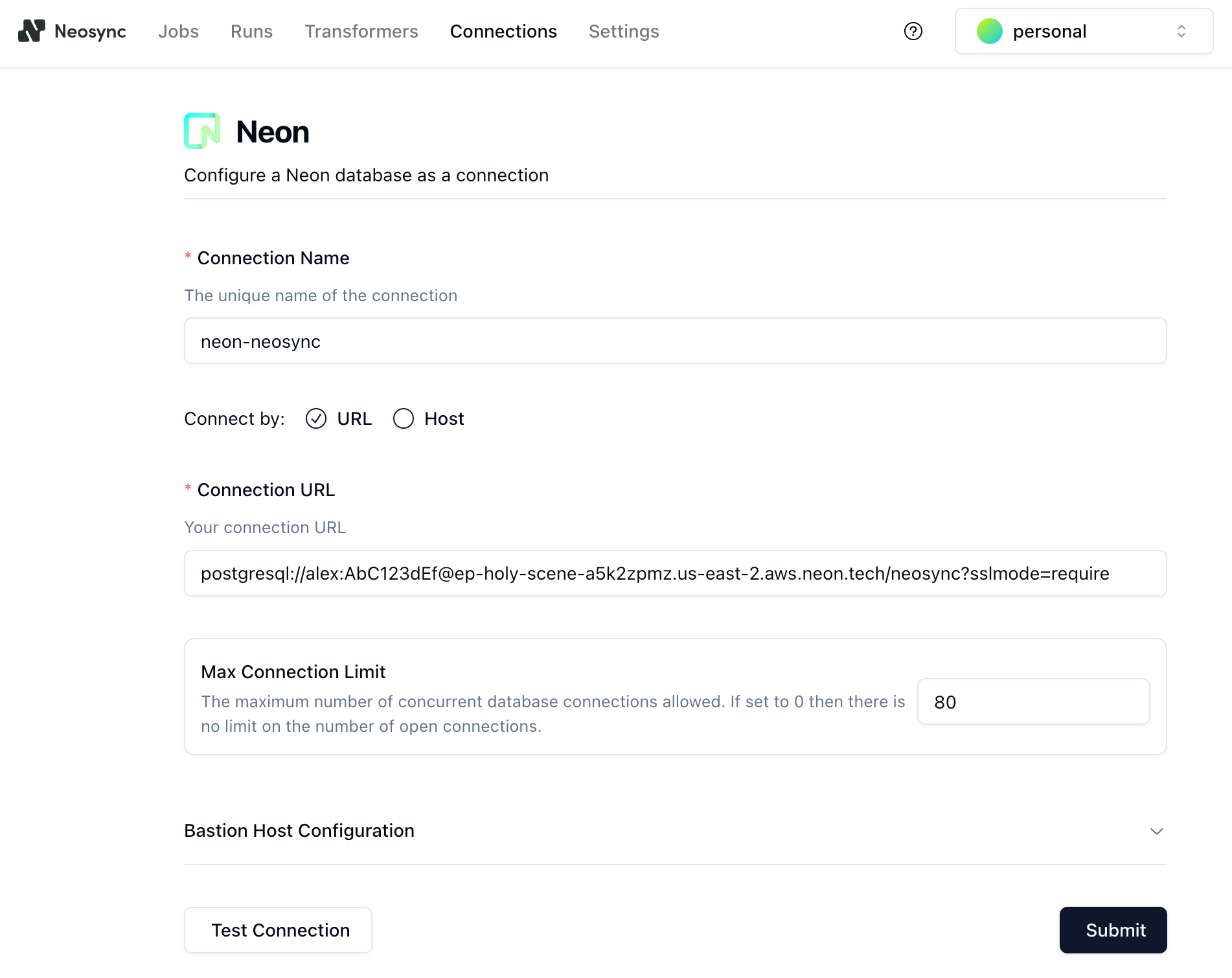 Test Neosync Neon connection